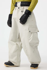 Pantalones de nieve Oxford holgados y resistentes al desgaste de color beige para hombre